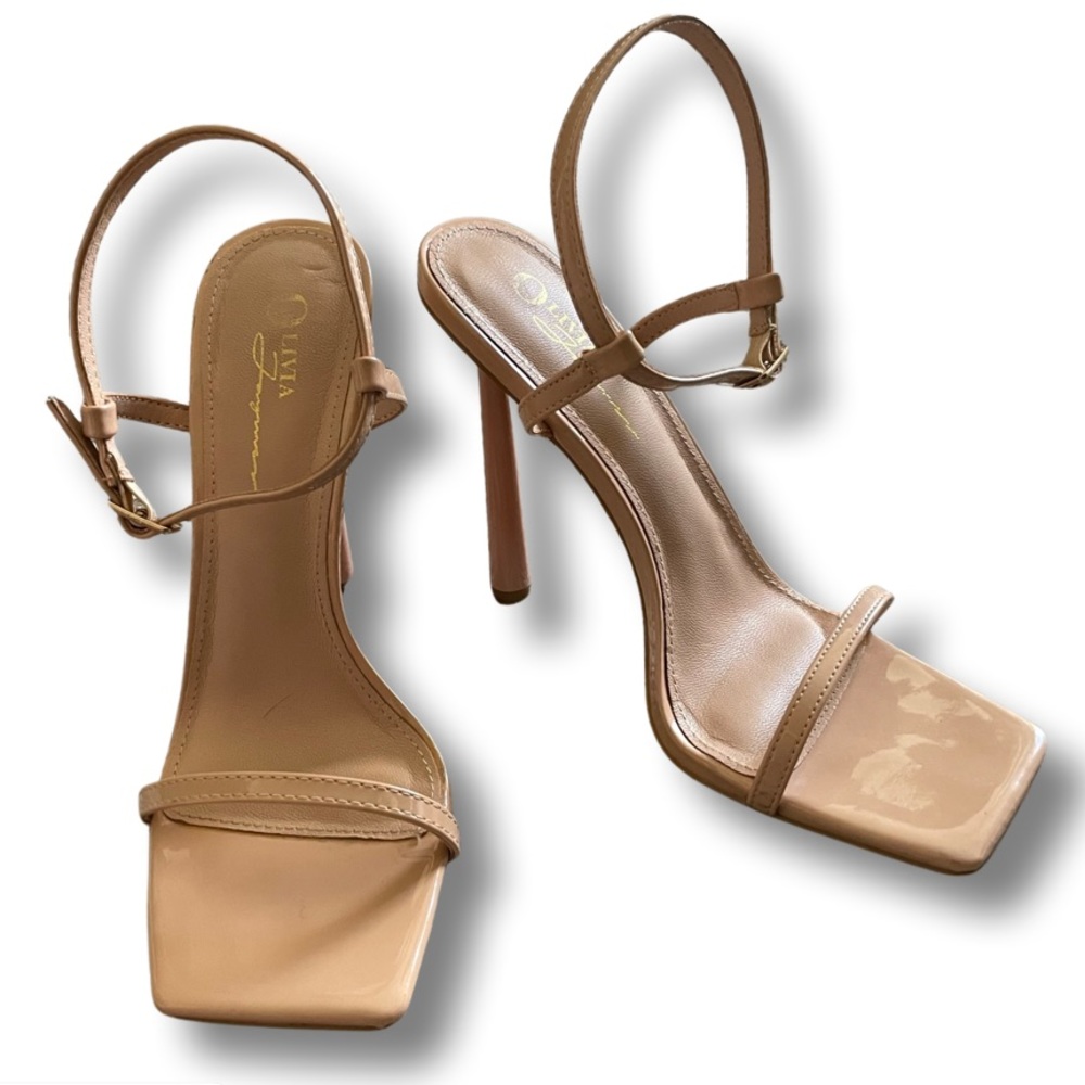 Tan / Nude Square Toe Heels